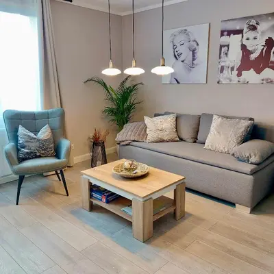 Ein Sitzbereich in der Unterkunft Apartment am Hochwald