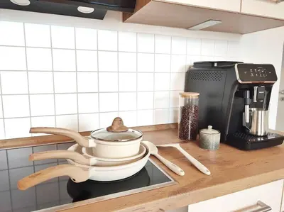 Küche/Küchenzeile in der Unterkunft coffeelounge: zentrale Wohnung mit Küche inkl. Kaffee