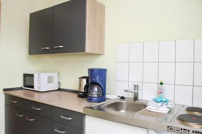 Küche/Küchenzeile in der Unterkunft Ferienwohnung Elbgarten
