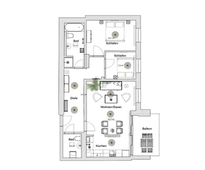 Grundriss der Unterkunft PINEAPPLE APARTMENTS - Zwinger VII - 78qm - 1x free parking
