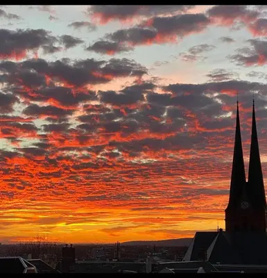 Blick auf den Sonnenuntergang/Sonnenaufgang von der Ferienwohnung aus oder aus der Nähe