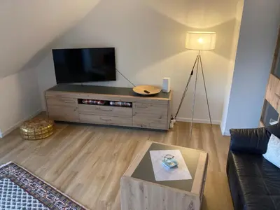 TV/Unterhaltungsangebot in der Unterkunft Ferienwohnung Teichblick -Balkon-